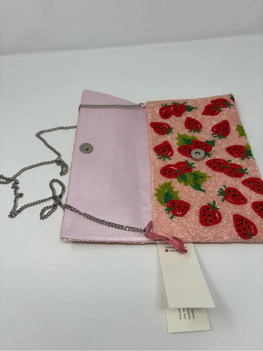 Pink Strawberry Beaded Tianany Clutch